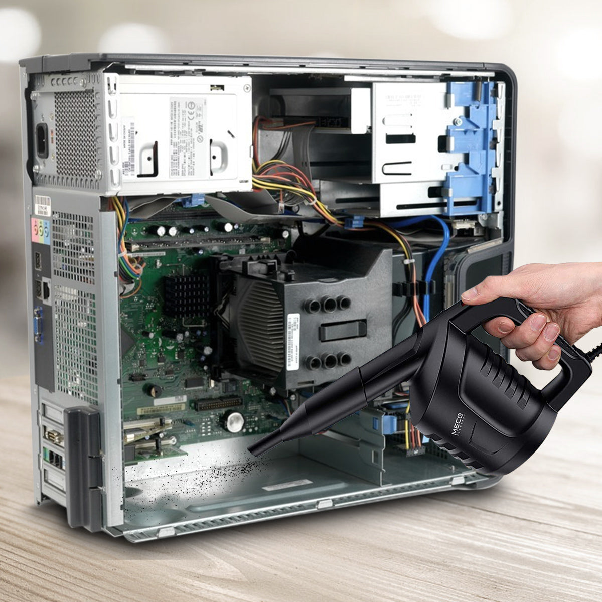 MECO TurboJet 550 Electric Air Duster | High-Pressure 550W Motor, Extra-Long 10ft Cord & 8-Piece Pro Nozzle Kit | Eco-Friendly Compressed Air Alternative for PC, Laptop, & Tower Cleaning