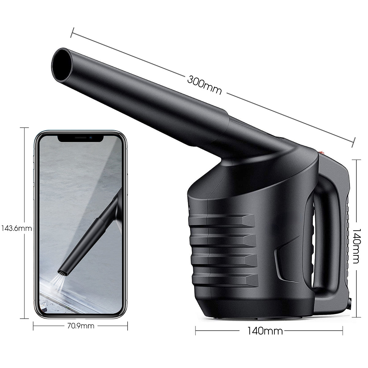 MECO TurboJet 550 Electric Air Duster | High-Pressure 550W Motor, Extra-Long 10ft Cord & 8-Piece Pro Nozzle Kit | Eco-Friendly Compressed Air Alternative for PC, Laptop, & Tower Cleaning