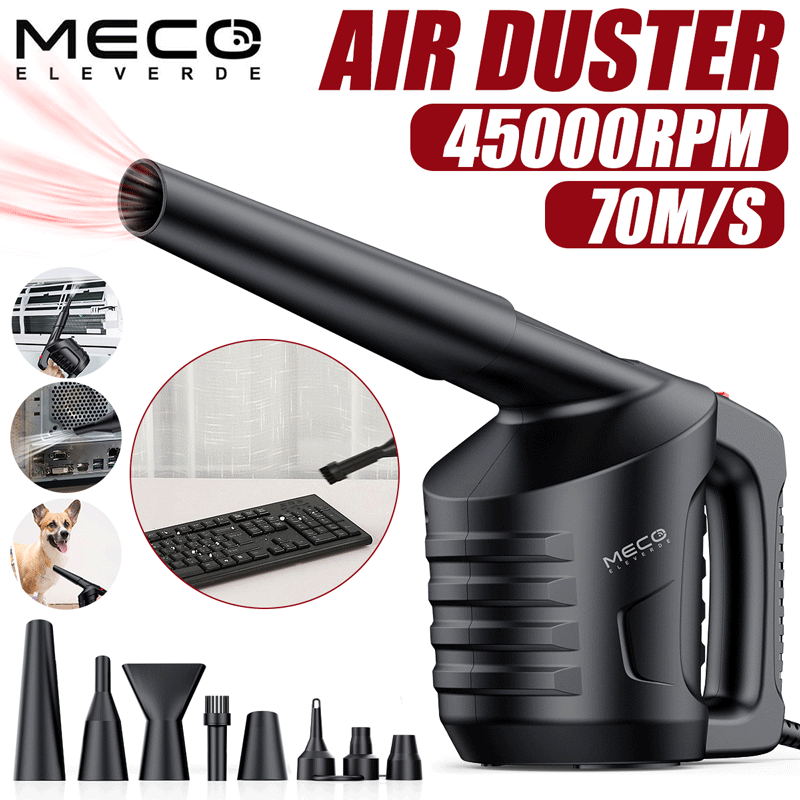MECO TurboJet 550 Electric Air Duster | High-Pressure 550W Motor, Extra-Long 10ft Cord & 8-Piece Pro Nozzle Kit | Eco-Friendly Compressed Air Alternative for PC, Laptop, & Tower Cleaning
